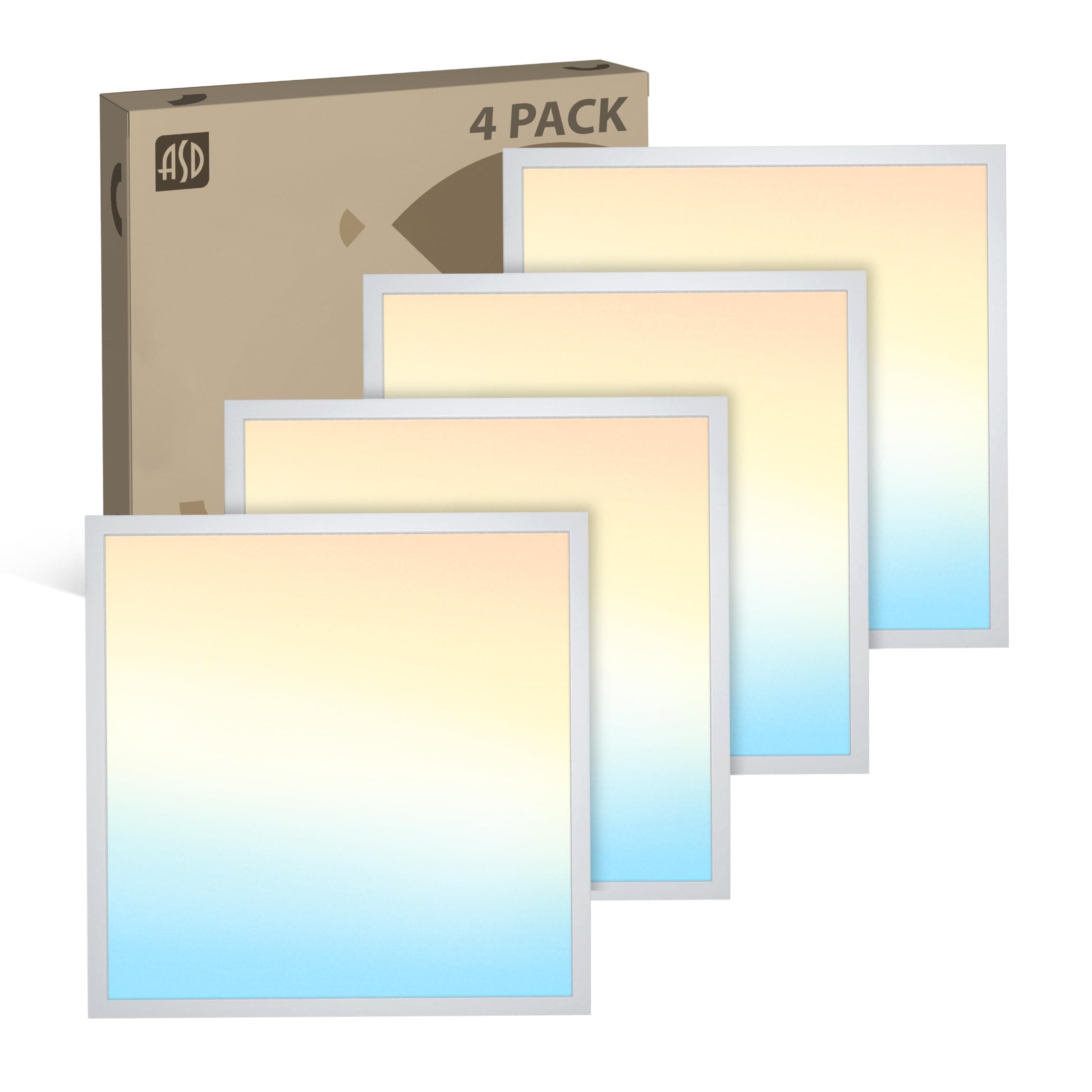 4 Pack 2x2 LED Flat Panel Light - 20/25/30W UL DLC | 3761LM 3500K 4000K 5000K Selectable Dimmable 2x2 LED Drop Ceiling Light Fixture | 2 x 2 Commercial Recessed Lay in Troffer Lights for Office