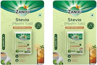 Zandu Stevia (Meethi Tulsi) Tablets- A Healthier Substitute for Sugar | Helps Maintain Healthy Sugar Levels & Healthy Weight (Pack of 200 Tablets)