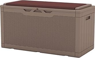 100 Gallon Resin Deck Box with cushion, Waterproof Large Outdoor Storage Box for Patio Furniture and Garden Tools, Dark Brown