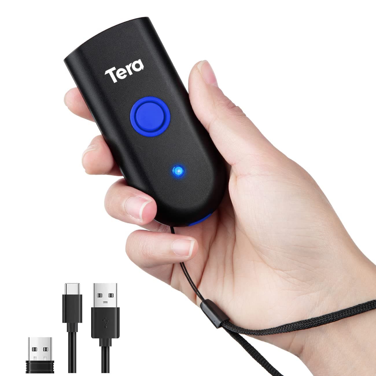 Tera 1D Bluetooth Mini Barcode Scanner, 3-in-1 Bluetooth & USB Wired & 2.4G Wireless Laser 1D Bar Code Reader, Portable Barcode Scanner Work with iOS, Windows, Android, for Tablet or Computer, 5200C