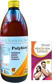 Health Aim Capsule and Polybion LC Syrup | Vitamin B6 | Vitamin B12 | Energy | Immunity Boosts | 50caps & 400ml | Combo Pack