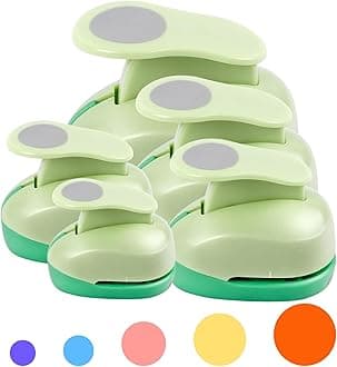 Circle Punch Craft Hole Punch for Paper Crafting, 5 Different Size Circle Cutters Hole Punches for Paper Crafts, Cardstock, Gift Wrapping, Cards, Scrapbooks 3/8 5/8 1 1.5 2 Inch Round Puncher Set