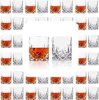 LEMONSODA Crystal Cut Old Fashioned Whiskey Glasses Set of 2, 4, 6-10oz Ultra-Clear Premium Lead-Free Rocks Glass Tumbler For Drinking Bourbon, Scotch, Cognac, Cocktails (Set of 48)(2043)