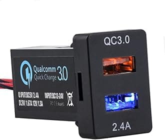 Cllena Dual USB Port Charger Socket Quick Charge 3.0 & 2.4A for Toyota