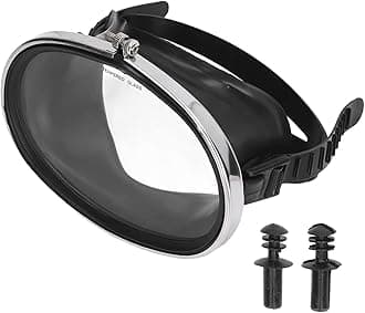 Diving Mask,Snorkel Mask Anti Fog, HD Tempered Glass PVC Oval Shape Anti Fog Single Lens Scuba Goggles, Snorkeling Gear Set, for Scuba Diving Snorkeling Freediving Swimming for Fisherman, Snorkel