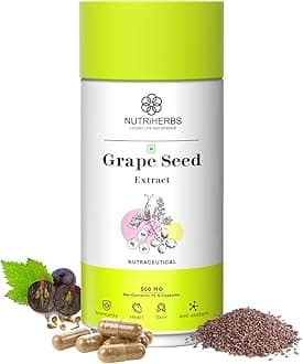 Nutriherbs Grapes Seed Pure Extract support | Joint Health | Immunity Boost | Antioxidant Supplement 90 veggie capsules 500mg for Men & women