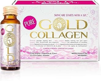 GOLD COLLAGEN Pure - Collagen Supplements for Women & Men with Biotin for Hair Growth, Skin and Nail - Anti Wrinkle Immune System Booster with Hyaluronic Acid, Vitamin C, B6 and Zinc, 1 Pack 10x50 ml