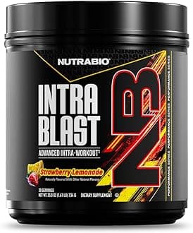 NutraBio Intra Blast Bcaa Powder Amino Acid Supplement, Electrolyte & Hydration Blend, Intra, Pre Workout & Muscle Recovery, 20g Eaa Amino Acids Powder, 5g Glutamine- Strawberry Lemonade, 30 Serving