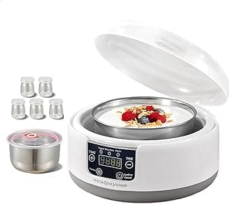 Genuine sealjoyous Yogurt Maker 1-36 hours multi-functional constant temperature yogurt machine,32-45 degrees adjustable, automatic digital LCD display 1.2 liters capacity(With 5 Cups)
