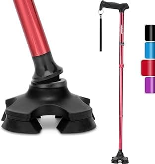 Rehand Walking Stick for Men & Women - Foldable, Adjustable, Lightweight, Self Standing Pivot Walking Stick, Soft Handle Grip, with Travel Bag, Walking Sticks for Seniors & Adults