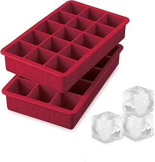 Silicone Ice Cube Tray Cayenne Red Pack of 2 BPA Free Ice Tray Mold for Coffee Drinks Cocktails, Dishwasher Safe Easy Release Perfect 1 Inch Cube Ice Tray for Whiskey Bourbon Spirits