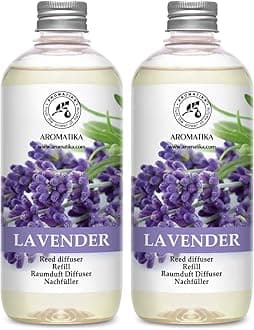 Reed Diffuser Refill Lavender with Lavender Essential Oil 34 Fl Oz - 2 x 500ml - Fragrance Oil Reed Diffuser Refill - Room Diffuser Refill - Lavender Room Freshener - Floral Fragrance