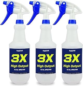 SupplyTuff 3X High Output Heavy Duty Spray Bottles for Cleaning Solutions, 3 ...