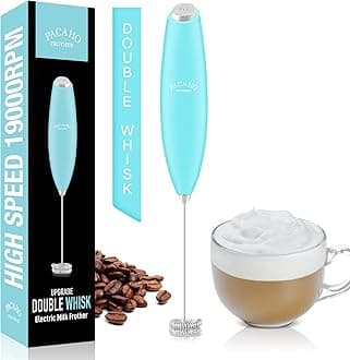 Powerful Milk Frother Wand with Double Whisk, Handheld Electric Foam Maker, Hand Coffee Mixer Wand, Portable Mini Blender Foamer Stirrer for Latte, Matcha,Hot Chocolate