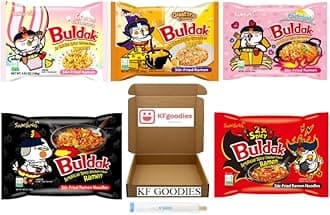 Samyang Buldak Hot Spicy Chicken Ramen Noodle Korean Stir-Fried Ramen, Carbonara & Habanero Lime Flavor, 1 Pack for Each Flavor (5, Carbonara, Cream Carbonara, Kimchi, Quattro Cheese, Original)