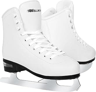 WELLWON Figure Skate for Women and Mens, Classic Design High-Top PU Leather Ice Skates for Outdoor and Indoor, Figureskates for Beginner