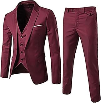 Men's Slim Fit 3 Piece Suits Notch Lapel One Button Business Wedding Prom Suit Jacket Blazer Tux Vest & Trousers
