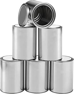 6 Pack Metal Quart Paint Cans with Lids, Empty Unlined Paint Buckets, Multipurpose Storage Paint Pails Containers for Arts and Crafts, DIY Projects, Painting, Garage Organization