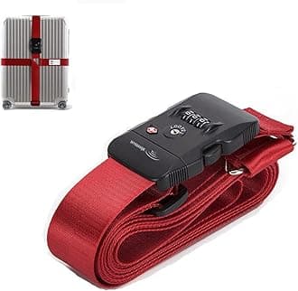TSA Luggage Straps with Combination Lock Adjustable Non-Slip Cross Strap for 20-34" suitcases Travel Suitcase Belt