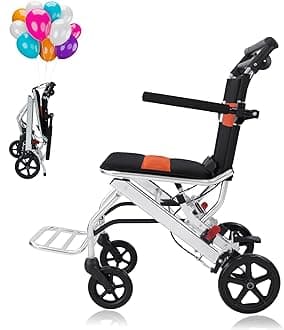 Portable Folding Wheelchair, Travel Wheelchair with handbrake, Ultra-Light Wheelchair for The Elderly and Children (with Bag)…