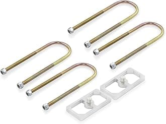 Universal Leaf Spring Lowering Block Kit, 0.5 Inch, 2-1/2" Wide, 5" Long, Zinc-Plated U-Bolts, Premium Steel Construction for Long-Lasting Finish