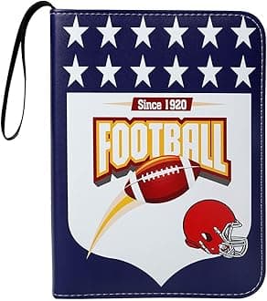 Leatherette 4 Pocket Trading Card Binder Album Holder Pages Folder Protector for American Football Trading Cards TCG - Top loading 3 Ring Zip Card Binder Album Football League Cards