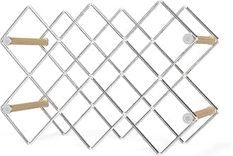 Mango Steam 10 Bottle Counter-top Wine Rack - Storage Organizer for Kitchen Countertops, Pantry, Fridge (Wood Silver)