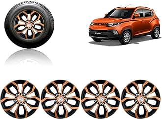 Auto Pearl Car Black Copper Wheel Cover Caps 14" Press Type Fitting for - Mahindra KUV 100