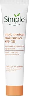 Triple Protect Moisturiser SPF 30 – 3x Protection from UVA/UVB, Blue Light & Pollution with Vitamin C & E – Brightens Dull, Sensitive Skin for a Glowing Complexion 40 ml