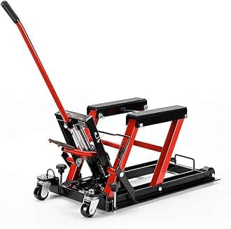 VIVOHOME Hydraulic Motorcycle Lift Stand 680kg Capacity Height Adjustable Steel Jack with Wheels and Handle, Heavy Duty Hoist for ATVs and Dirt Bikes