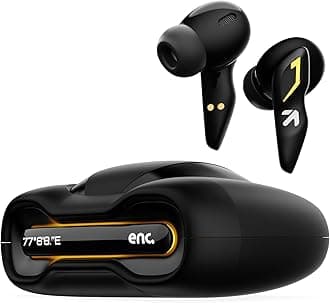GOBOULT UFO with 48H Playtime, Built-in App Support, 45ms Low Latency Gaming, 4 Mics ENC, Breathing LEDs, 13mm Bass Drivers Ear Buds TWS, Made in India (Black Gloss)