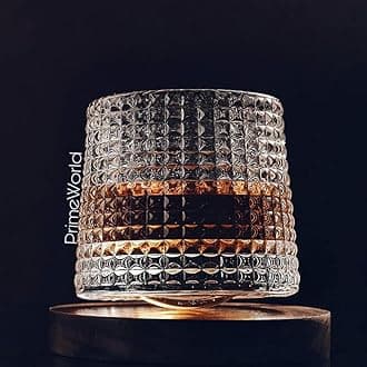 Dancing Whiskey Glass Set of 2 Pcs with Rotable Bottom- Spining Glasses-220 ml Bar Glass for Drinking Bourbon, Whisky, Scotch, Cocktails, Cognac- Old Fashioned Tumblers