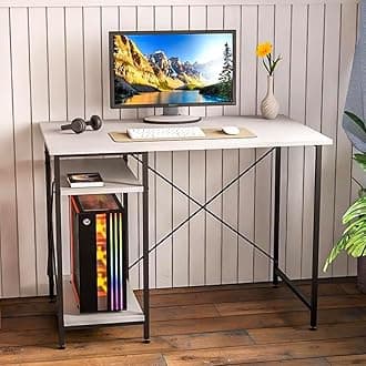 FURLAY Plank Office Desk and Study Table | 1 Year Warranty | Metal and Century Engineered Wood Desk for Adults & Students | DIY (White)