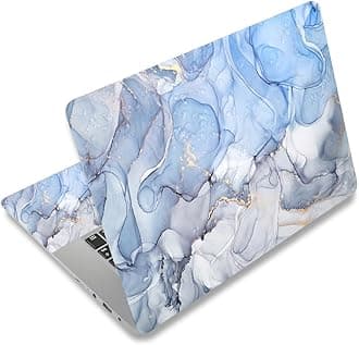 Laptop Decal Sticker Skin Cover, 11.6”12" 13" 13.3" 14" 15" 15.4" 15.6 inch Laptop Netbook Vinyl Skin Sticker Cover Art Notebook PC Protector (2 Wrist Pad Included), Removable Reusable, Blue Marble