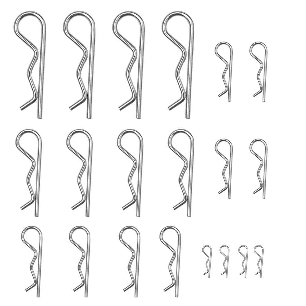 20 Pcs Hardware Pins Cotter Pins Spring Fastener Assortment Kit, Retaining Pins R Clips Heavy Duty Zinc Plated Cotter Pin Hairpin Assortment Kit for Use On Hitch Pin Lock Systems Multiple Sizes M1-M3