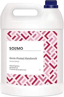 - Amazon Brand - Solimo Handwash Liquid Refill Can, Refreshing Rose - 5 Litre | Antibacterial germ-protect | Advanced Disinfection Formula| pH Balanced