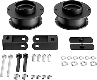 Richeer 2.5" Front Leveling Lift Kit for 2014-2024 ram 2500 4WD, 2013-2024 ram 3500 4WD, 2.5'' Raise Heavy Duty Spring Strut Spacers With Shock Relocation Brackets