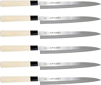 JapanBargain, Japanese Yanagiba Sashimi Knife Sushi Chef Knife, High Carbon Stainless Steel 9-1/2 inch Blade, Made in Japan, 240mm, 6-Pack
