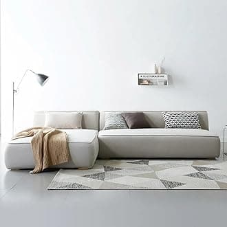 Modern L‑Shaped Sectional Sofa – Light Beige Fabric | Interchangeable Chaise | Space‑Saving Living Room Sofa