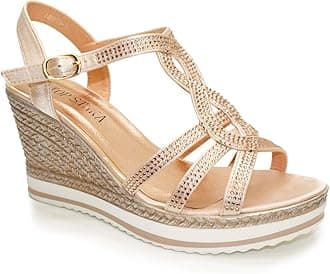 Womens Wedge Ladies Crystal Sparkling Sandal Shine Espadrille Platform Shoes Size UK