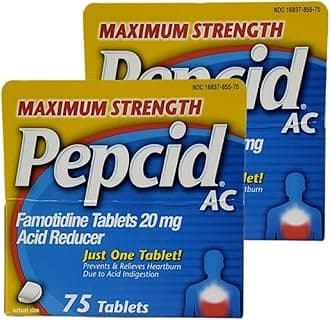 AC Maximum Strength - Pack of 2 Boxes - 75 Tablets Per Box - 150 Tablets Total - Prevents & Relieves Heartburn Due to Acid Indigestion & Sour Stomach - 20mg of Famotidine