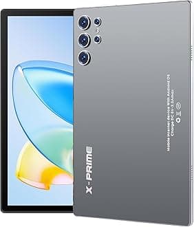 X-Prime S25 Ultra 10.1" Android 15 Tablet with Keyboard & Mouse | 5G + WiFi | HD+ AMOLED Display 3000x1440 | Dual SIM Kids Tablet | Dual Camera | Google Meet & Zoom (Gray)