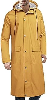 COOFANDYMen's Rain Jacket with Hood Waterproof Lightweight Active Long Raincoat