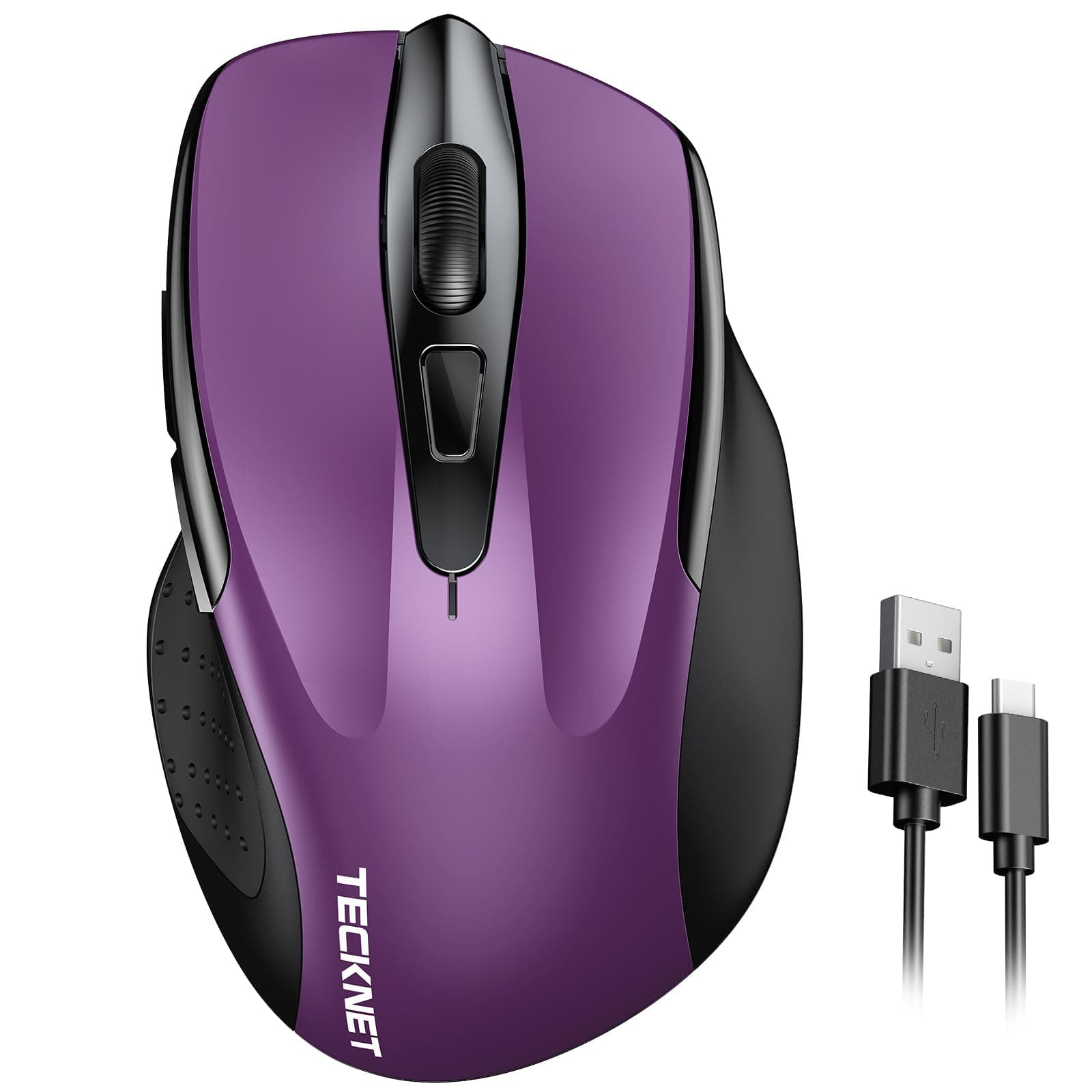 TECKNET Wireless Rechargeable 2.4G Mouse, Silent Click, 6 Adjustable DPI, Ergonomic Mouse, 6 Buttons for Laptop & Chromebook, Ergo Grip
