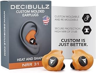Custom Molded Earplugs, 31dB Highest NRR, Comfortable Hearing Protection for Shooting, Travel, Swimming, Work and Concerts (Orange)
