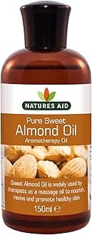 Natures Aid Sweet Almond Oil 150ml – 100% Pure Massage Aromatherapy Oil for Dry Sensitive or Irritated Skin – Vegan, Non-GMO, Gluten-Free – Hydrates, Soothes, Nourishes – Natural Skincare – Pack of 1