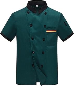 Men's Chef Coat Uniform Short Sleeve Cook Jacket Restaurant Kitchen Work Breathable Clothes