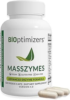 BIOptimizersMassZymes - Complete Digestive Enzymes Supplement for Gut Health - Bloating Relief for Men and Women - Lipase Amylase Bromelain Digestive Enzymes (120 Capsules)