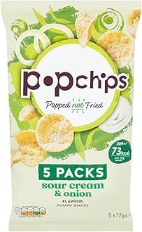 popchips - Sour Cream & Onion Multipack Crisps 17g (BOX of 30) - Popped not fried, No artificial flavours or colours, Suitable for vegans
