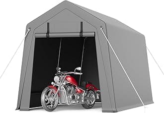 7 x 15 ft Portable Carport, Storage Shed with Heavy Duty Waterproof Tarp & 2 Roll-Up Zipper Doors, Ideal Tent for Motorcycles, Bikes, Garden Tools, and Firewood